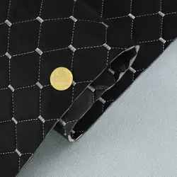 Алькантара Lycra 09/3 чорна, стьобана світло-сірою ниткою, на поролоні 3мм і флізеліні, ширина 140см (Туреччина)