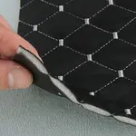 Алькантара Lycra 09/3 чорна, стьобана світло-сірою ниткою, на поролоні 3мм і флізеліні, ширина 140см (Туреччина) Мініатюра 5