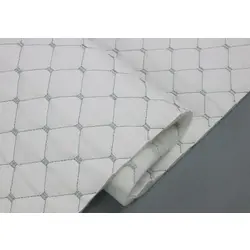 Шкірзам стьобаний білий «Ромб» (прошитий світло-сірою ниткою) дубльований синтепоном і флізеліном, ширина 1,35 м