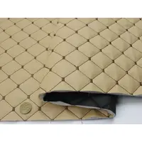 Шкірзам стьобаний бежевий «Ромб» (прошитий темно-коричневою ниткою) дубльований синтепоном і флізеліном, ширина 1,35 м