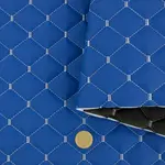 Стьобаний шкірзам Ромб синій" із світло-сірою ниткою з поролоном 7мм Мініатюра 2