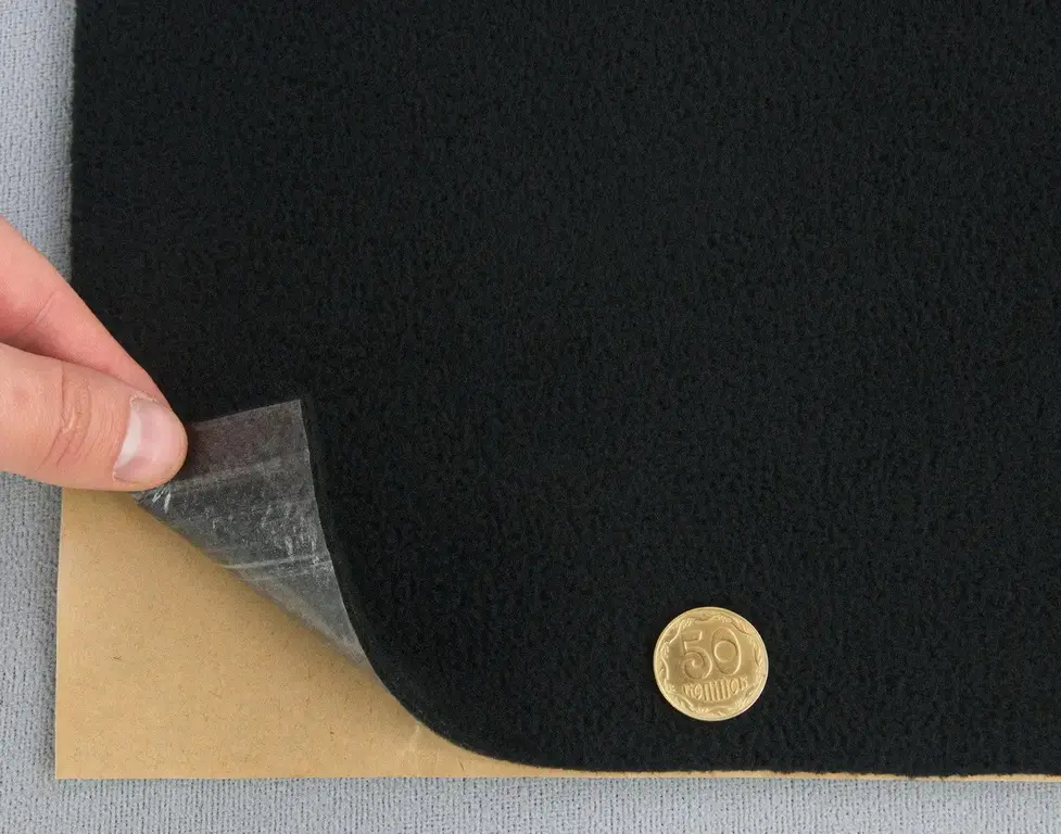 Карпет велюровий Lux чорний для авто самоклейка, лист 58х100см