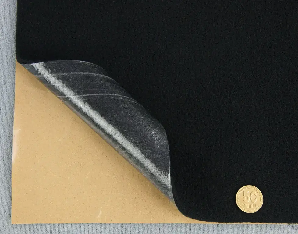 Карпет велюровий Lux чорний для авто самоклейка, лист 58х100см