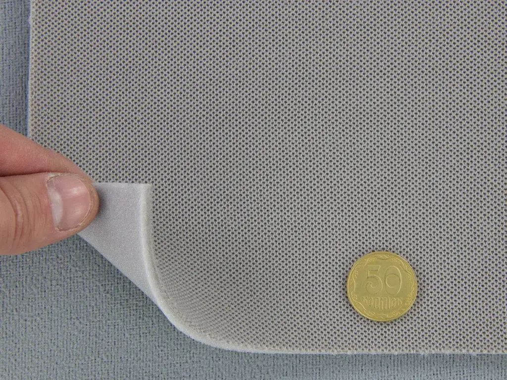 Автотканина стельова 1557, сіра (теплий відтінок), поролон 3мм, ширина 162см