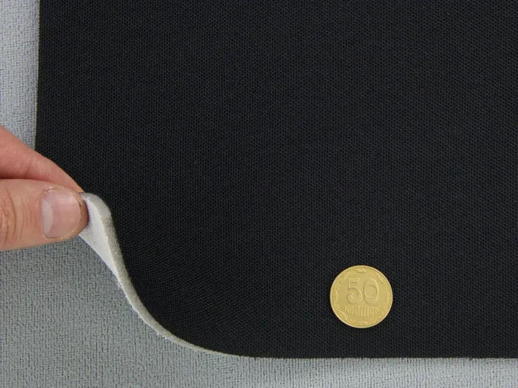 Автотканина стельова KL-71, чорна, поролон 3мм з сіткою, ширина 167см