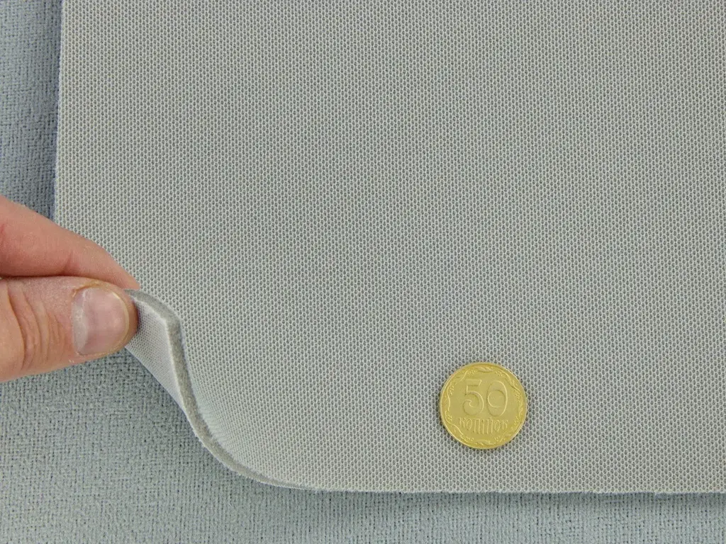 Автотканина стельова KL-52, сіра, поролон 3мм з сіткою, ширина 167см