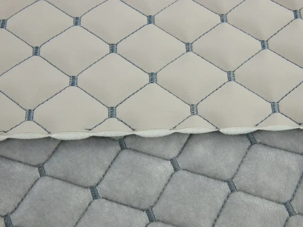 Стьобаний шкірзам Maldive "Ромб сірий" з антрацитовою ниткою, на поролоні 7 мм