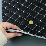 Чорний стьобаний шкірзам «Ромб» із бежевою ниткою, ширина 1,35 м